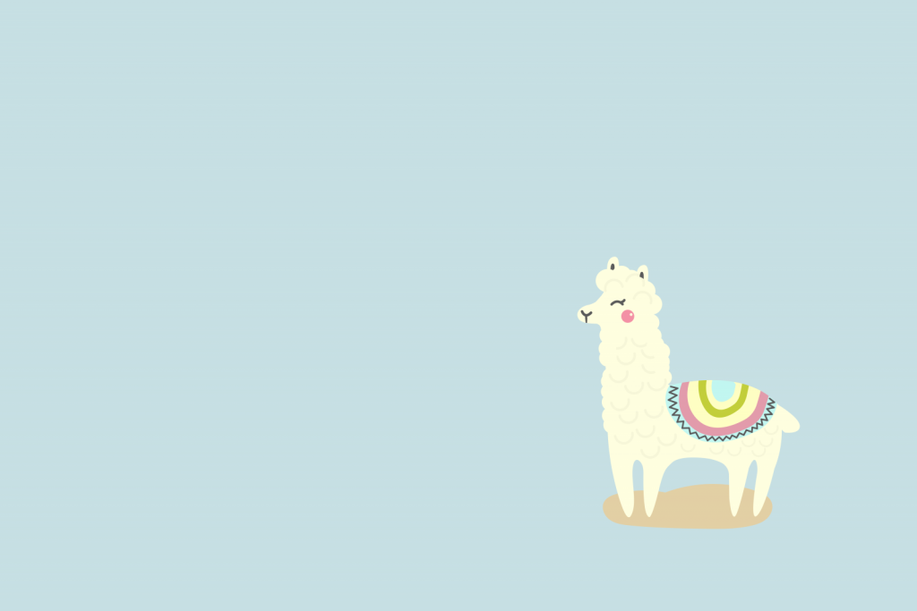 Alpaca design met een blauwe achtergrond