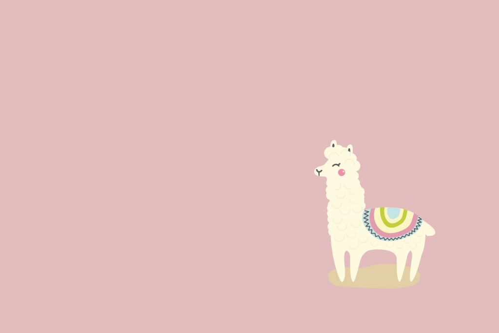 Alpaca design met een roze achtergrond