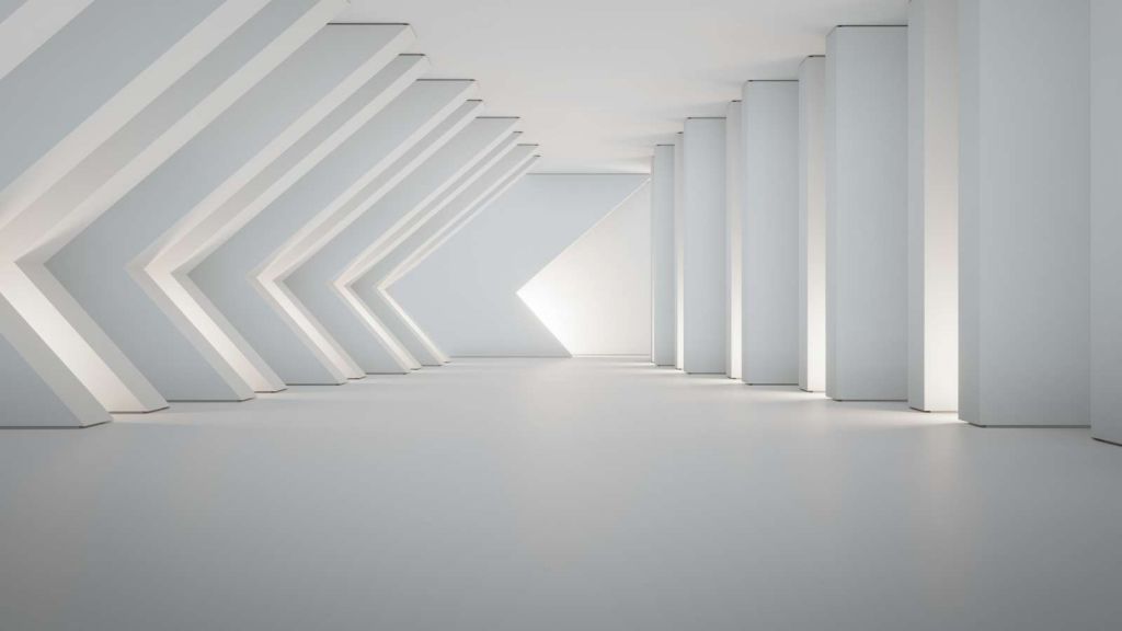 Architectonische witte kamer in 3D