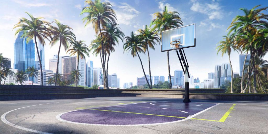 Basketbalveld in een moderne stad
