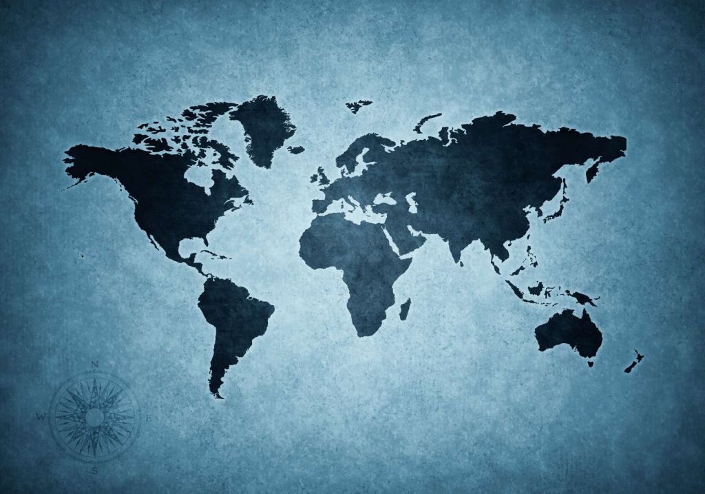 Blauwe wereldkaart