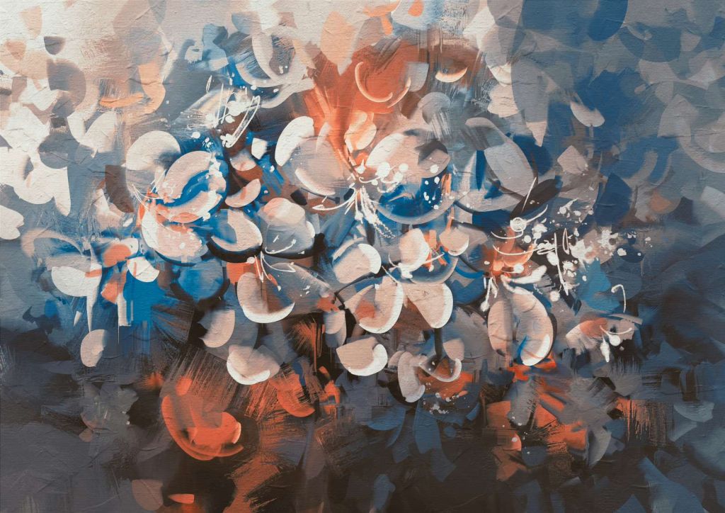 Abstract bloembladeren schilderij