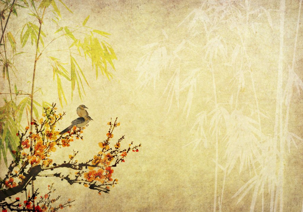 Chinees schilderij met kersenbloesem