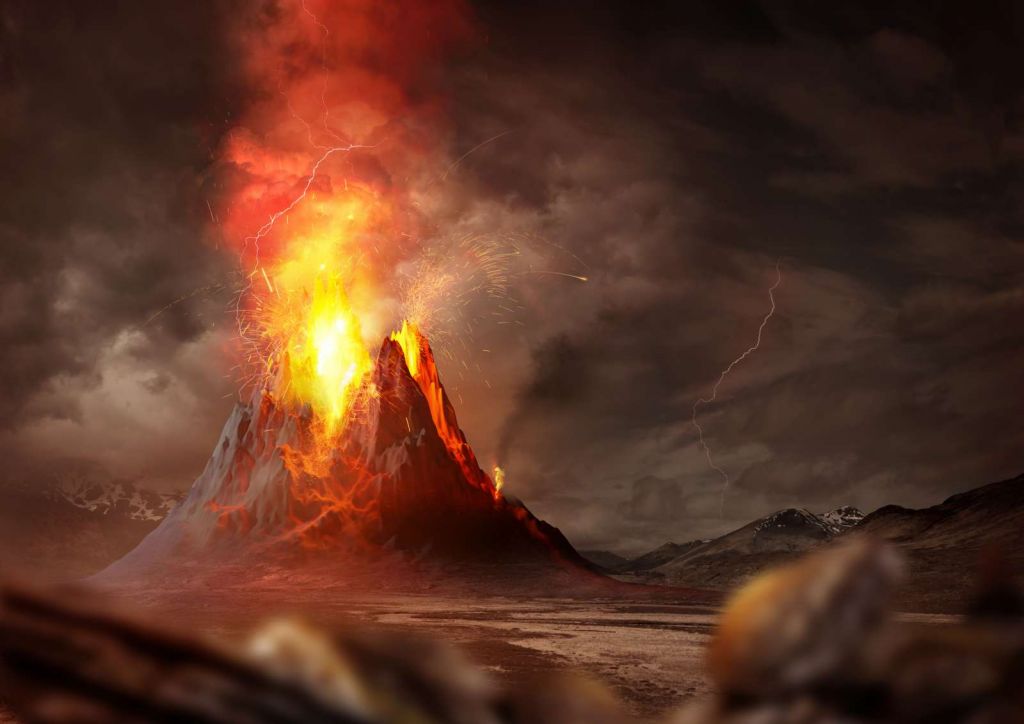 Enorme vulkaanuitbarsting in 3D