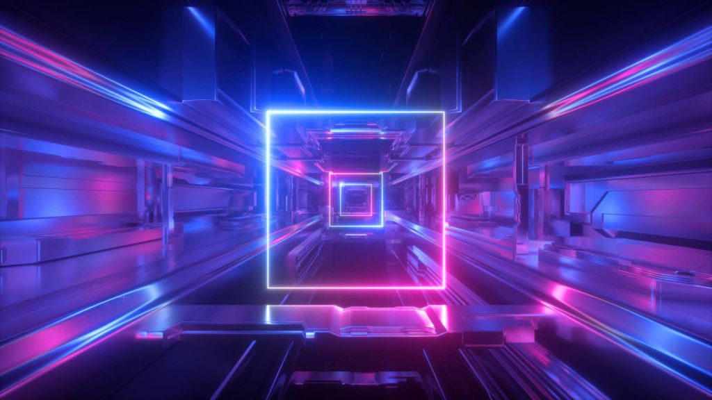 Futuristisch neon verlichte tunnel