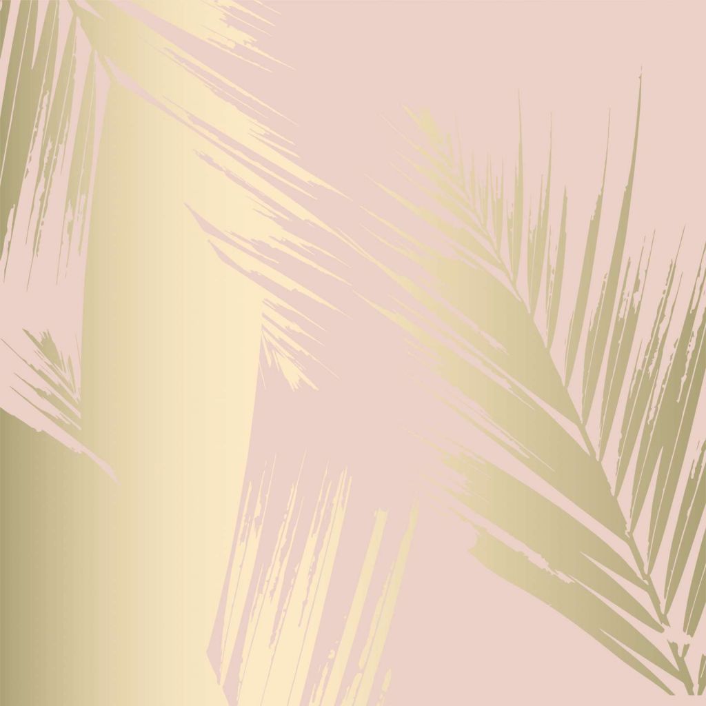 Gouden palmbladeren met een roze achtergrond