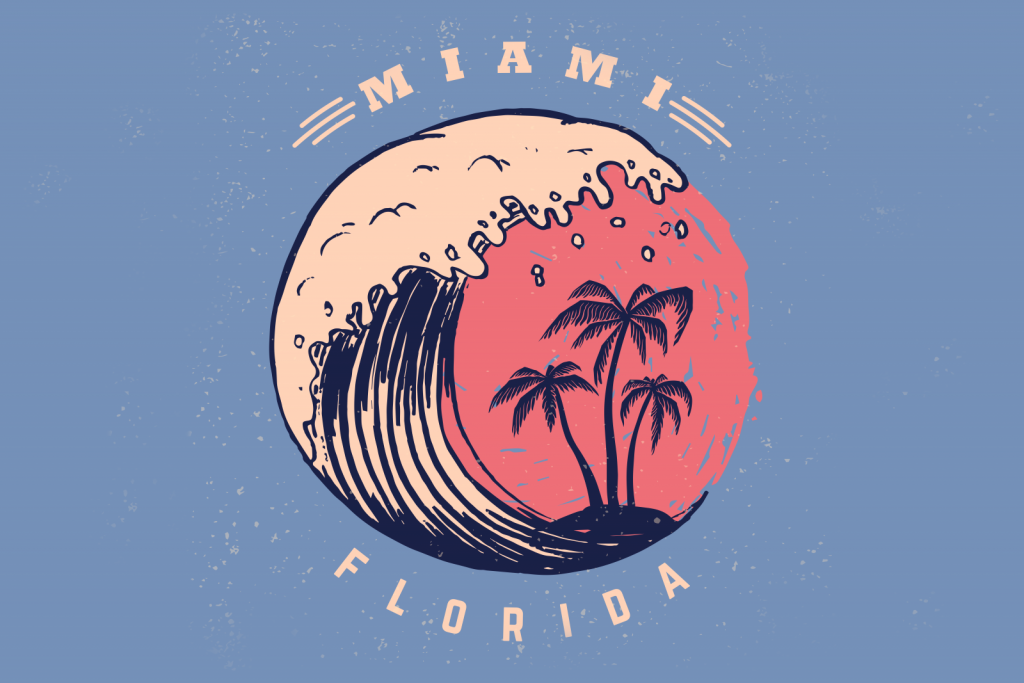Miami logo met een donkerblauwe achtergrond