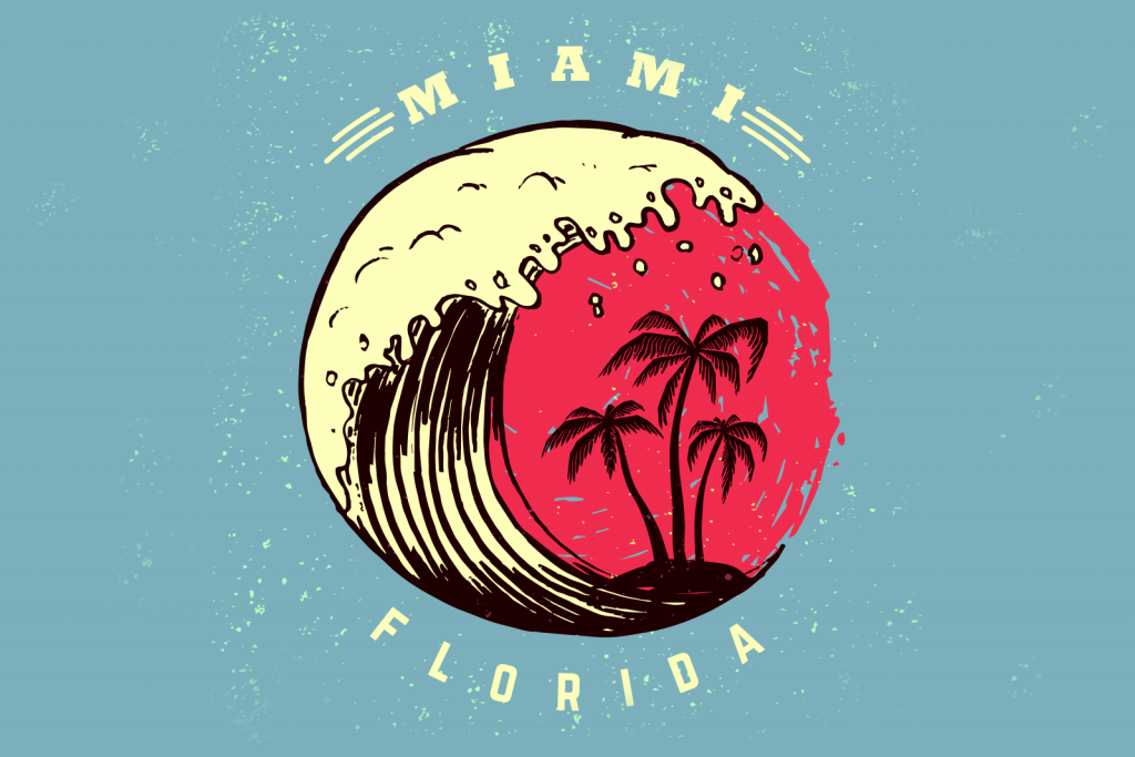 Miami logo met een lichtblauwe achtergrond