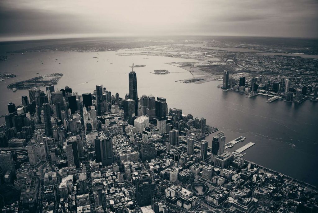 New York luchtfoto in zwart-wit