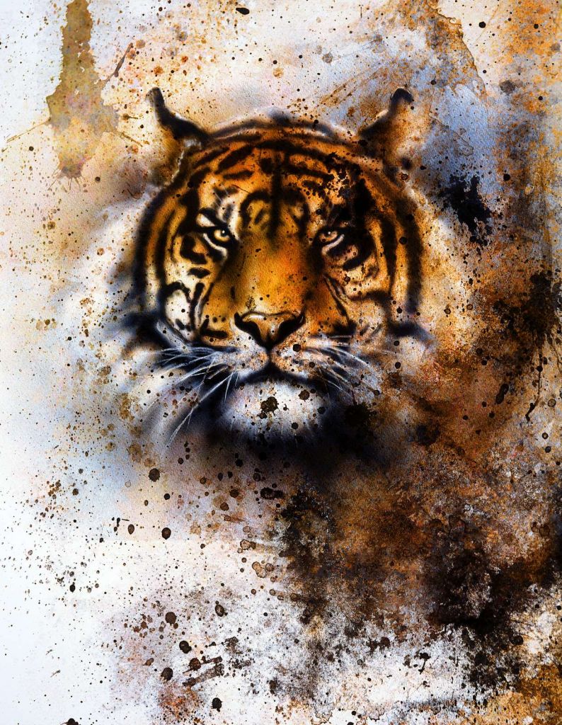Stoere tijger schilderij