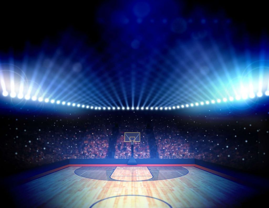 Verlichte basketbal arena