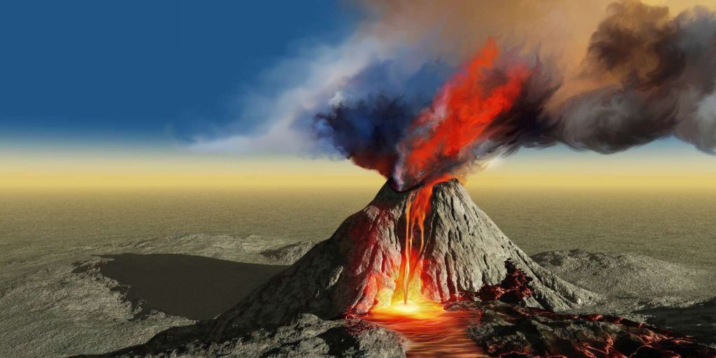 Vulkaanuitbarsting met veel rook