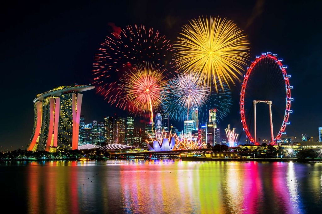 Vuurwerkshow in Singapore