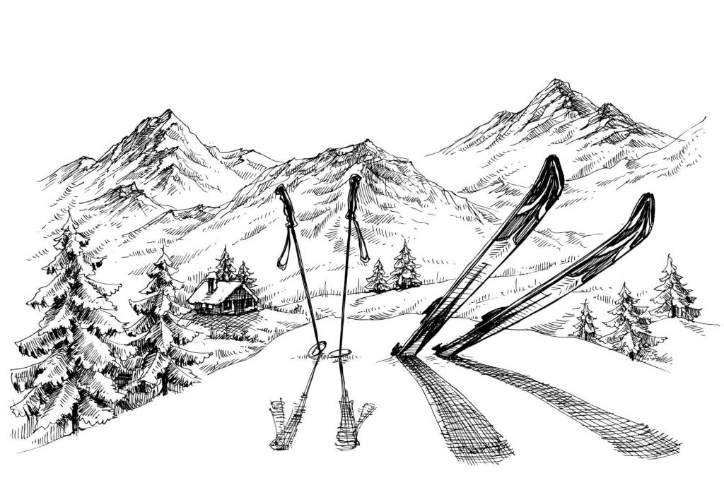 Wintersport tekening