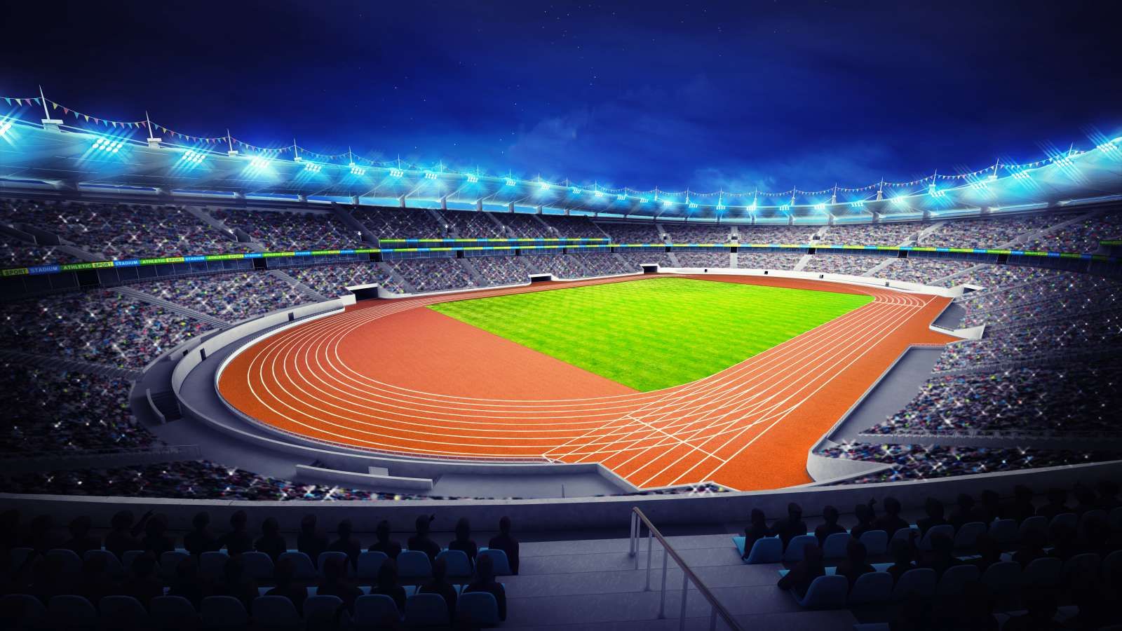 Atletiekstadion in de avond