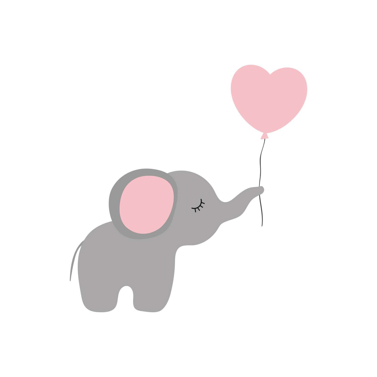 Olifant met een hartvormige ballon