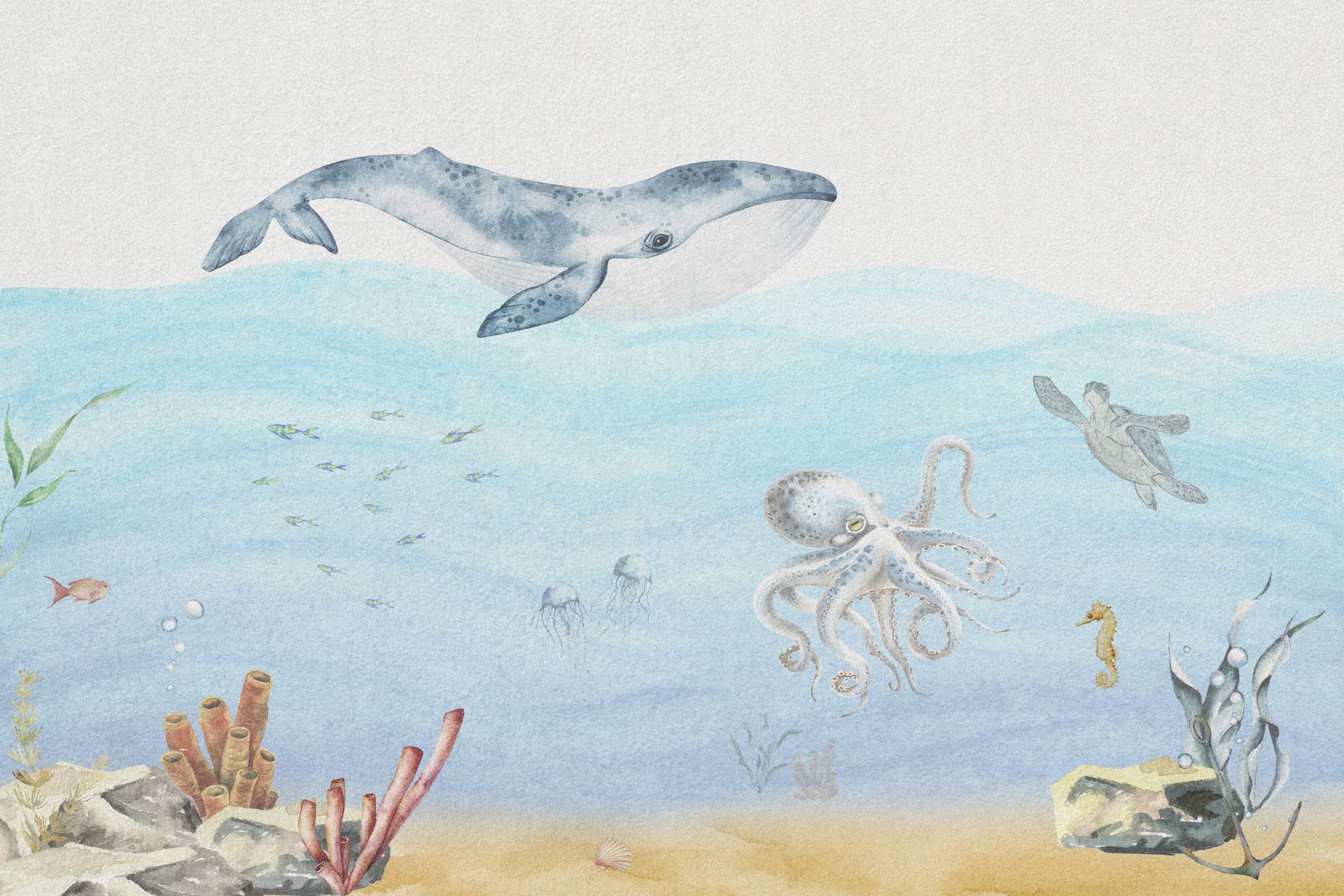 Onderwaterwereld met een walvis