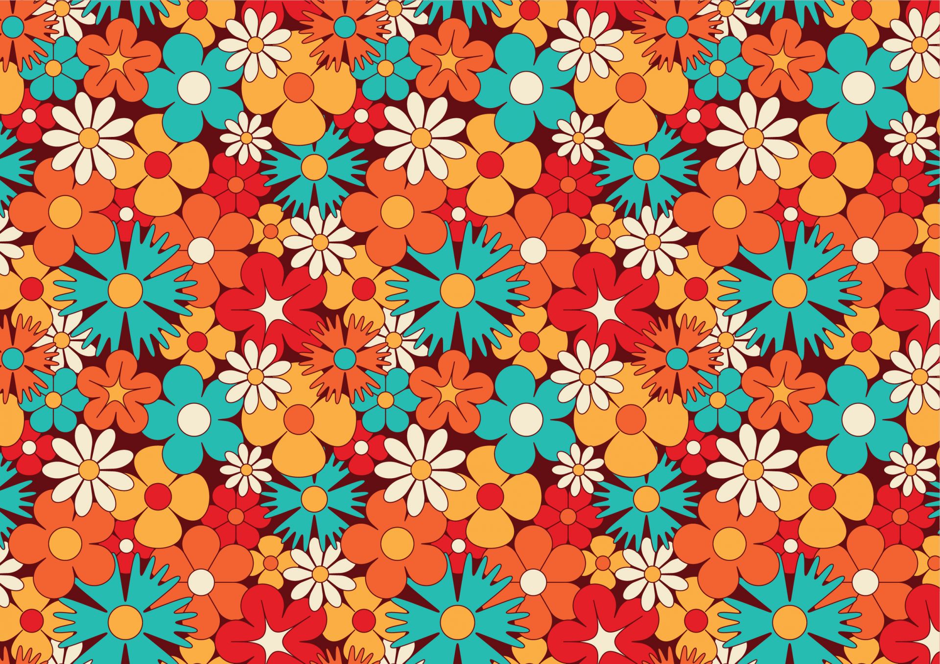 Vrolijke retro bloemen