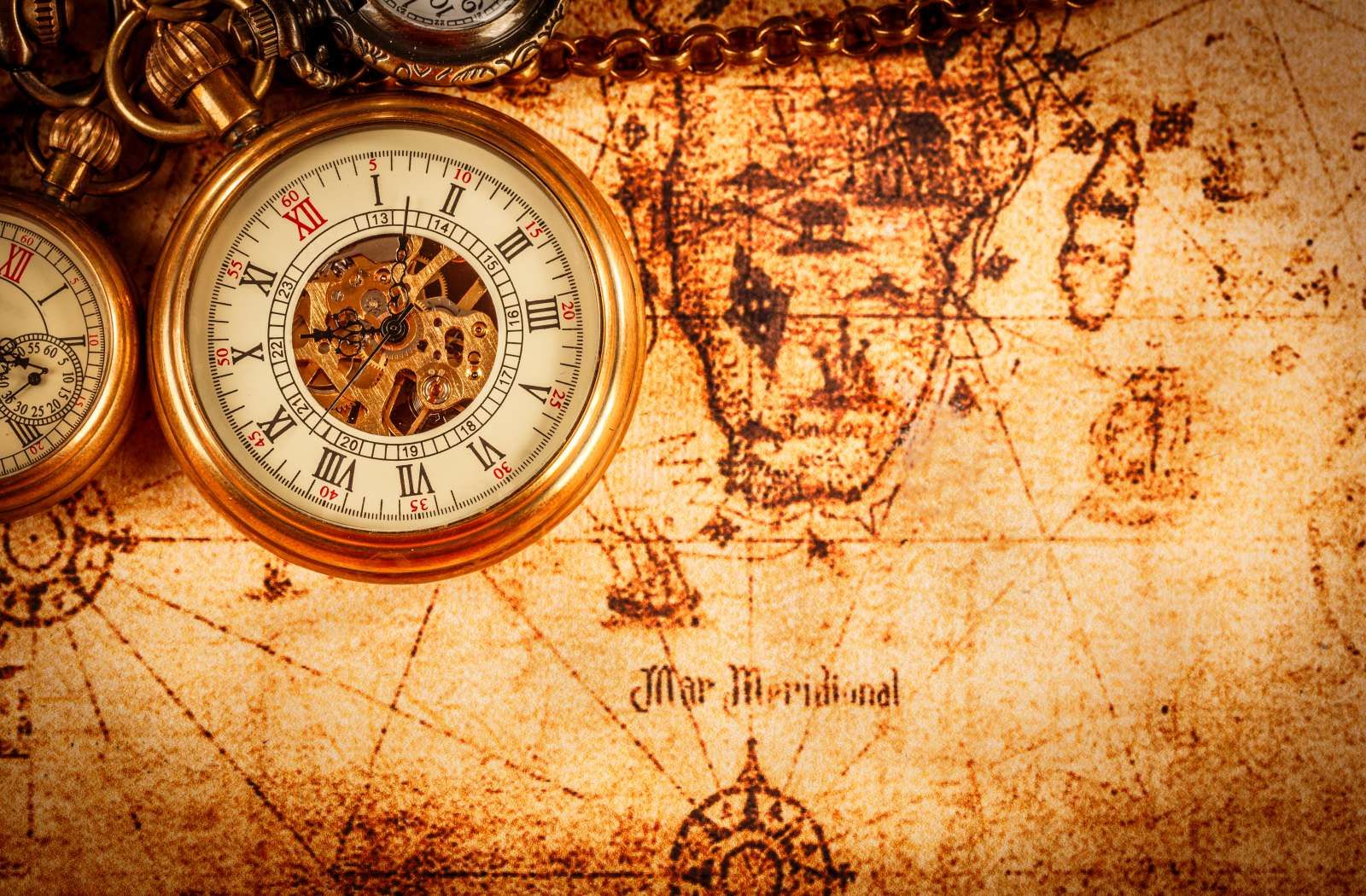 Zakhorloge op een wereldkaart